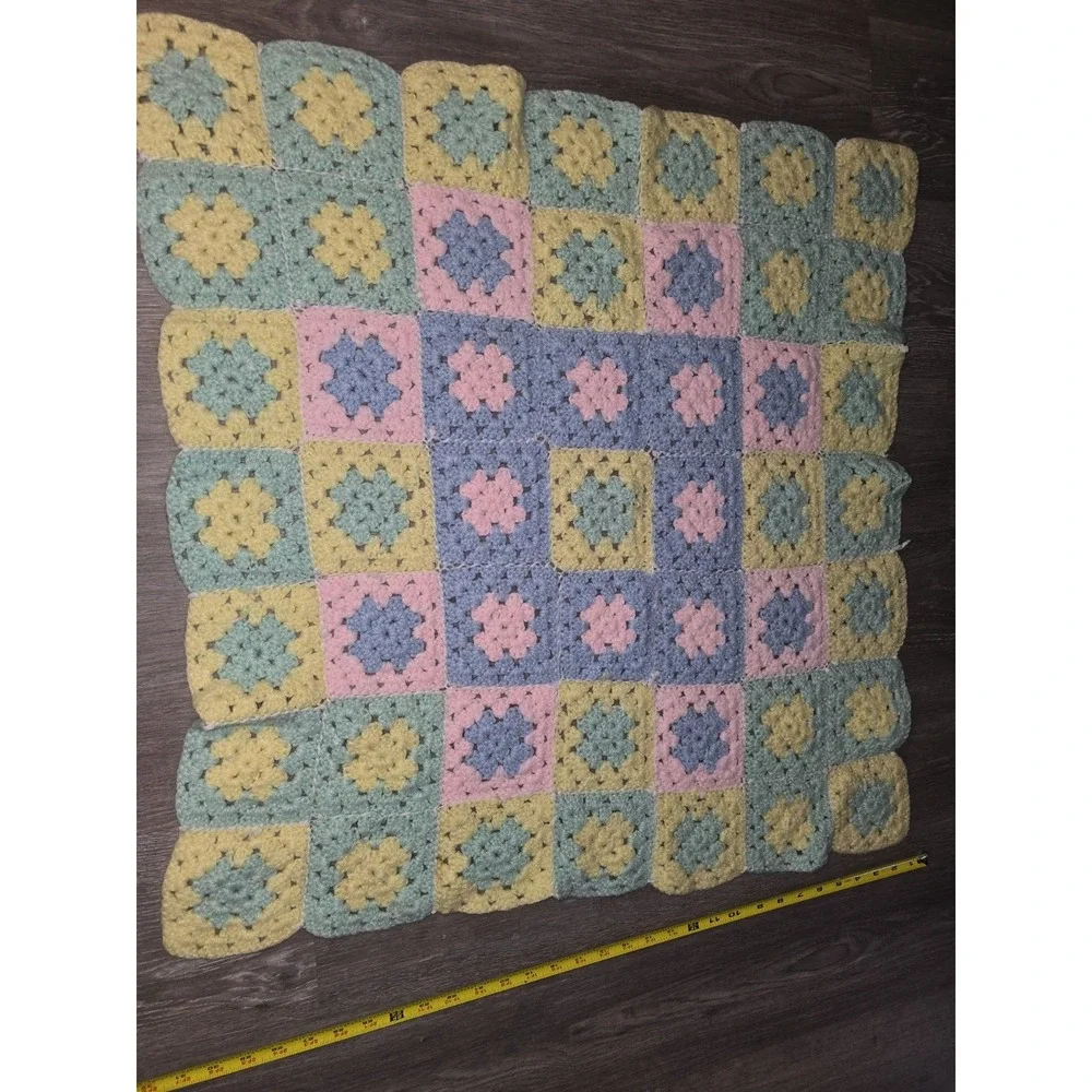 Granny Square Handmade Crochet Stroller Baby‎ Lap Blanket Roseanne